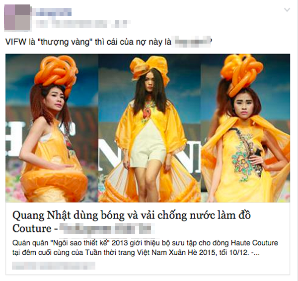 Cư dân mạng "phát hoảng" trước những sáng tạo của Vietnam Fashion Week 5