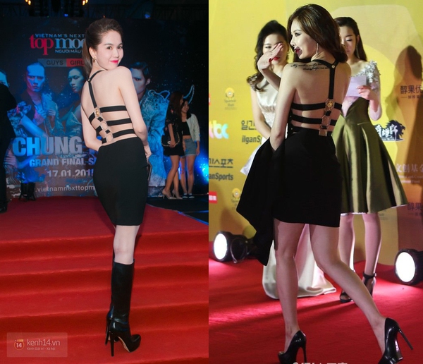  Ngọc Trinh mặc váy đụng hàng Hyuna trên thảm đỏ Vietnam's Next Top Model 2