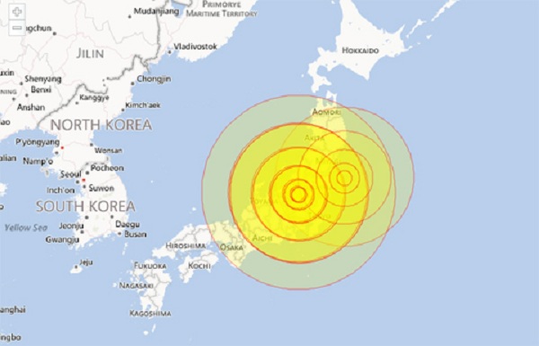 Động đất gây rung lắc ở Nhật Bản 1