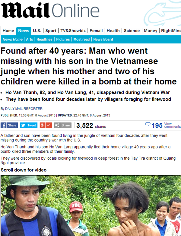 Báo nước ngoài đưa tin về vụ giải cứu "người rừng" của Việt Nam 2