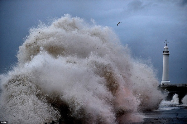 Giới trẻ Anh mạo hiểm ngắm và chụp ảnh cùng sóng dữ 14