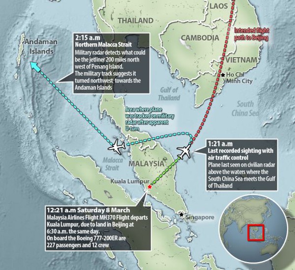Vệ tinh cho thấy MH370 có thể đi về hướng Pakistan hoặc Ấn Độ Dương 2
