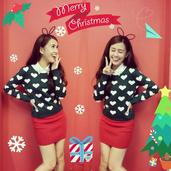 Mi Vân và con gái siêu cute đón Giáng sinh, Hồng Quế thơm má Kelly 7