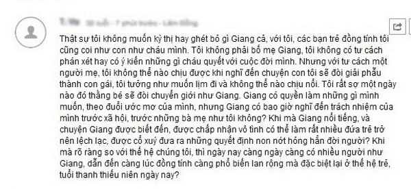 "T&ocirc;i rất sợ con t&ocirc;i sẽ chuyển giới như Hương Giang..." 2