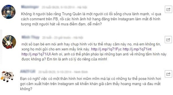 Kh&aacute;n giả &ldquo;chất vấn&rdquo; về loạt ảnh nhạy cảm của Trung Qu&acirc;n tr&ecirc;n Instagram 2