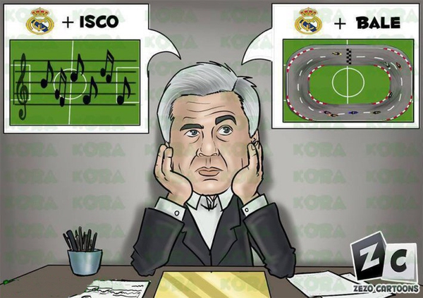 Biếm họa: Ancelotti băn khoăn giữa Isco và Bale 2