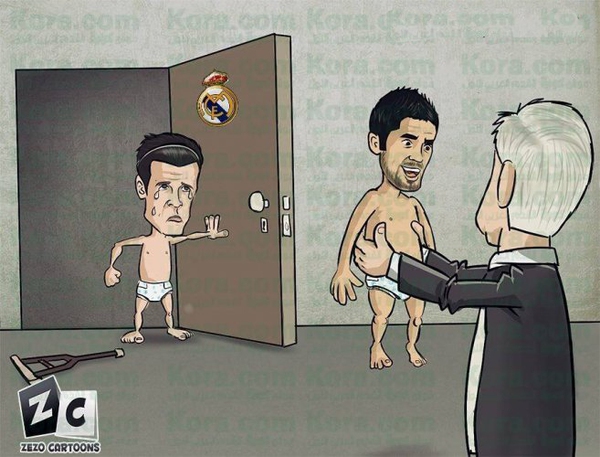 Biếm họa: Ancelotti băn khoăn giữa Isco v&agrave; Bale 1