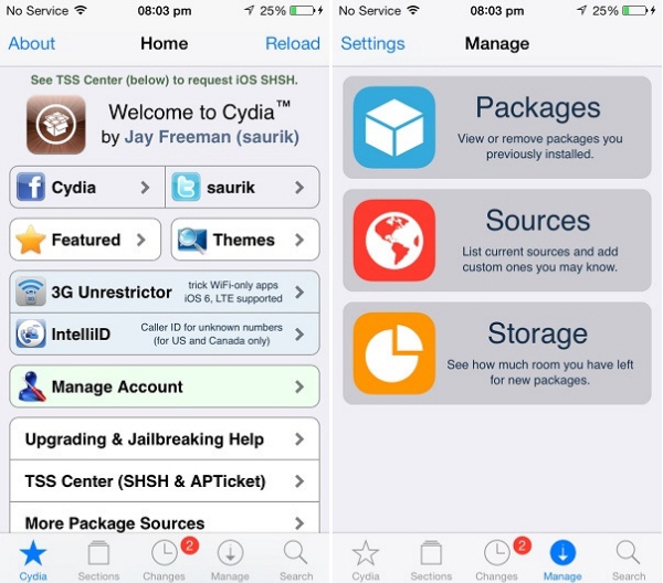 Cydia cập nhật giao điện "phẳng" giống iOS 7 1