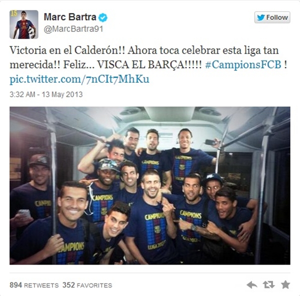V&ocirc; địch La Liga, sao Barca thi nhau &ldquo;l&agrave;m loạn&rdquo; Twitter 2