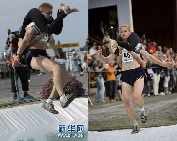 H&agrave;i hước cuộc thi marathon c&otilde;ng vợ tại Phần Lan 2