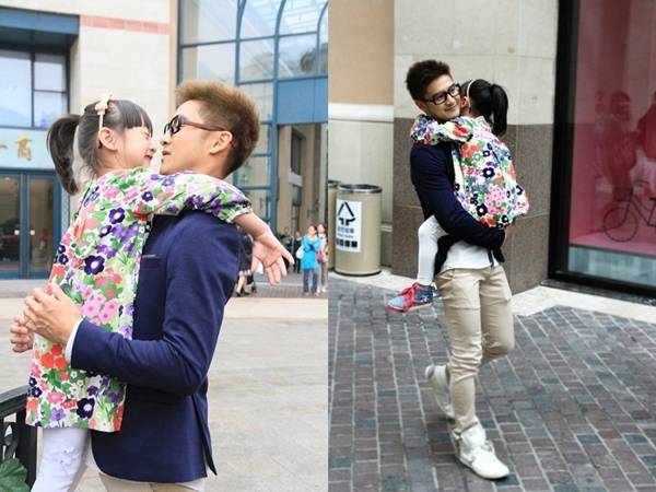 Cựu hot boy thể thao Trung Quốc ôm hôn con gái cực tình cảm trên phố 1