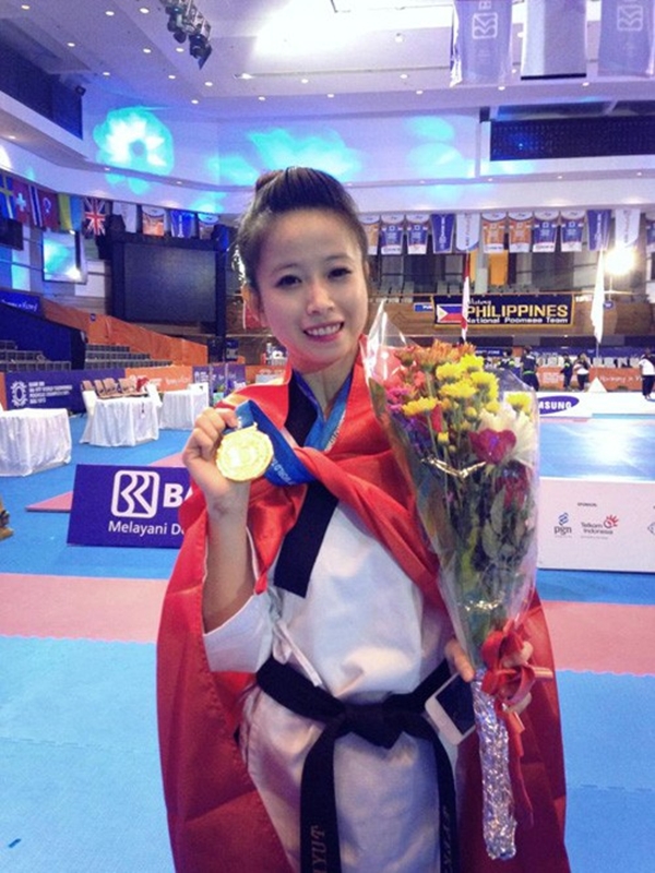 Hot girl Taekwondo Châu Tuyết Vân khoe ảnh nhí nhảnh tại Myanmar 1