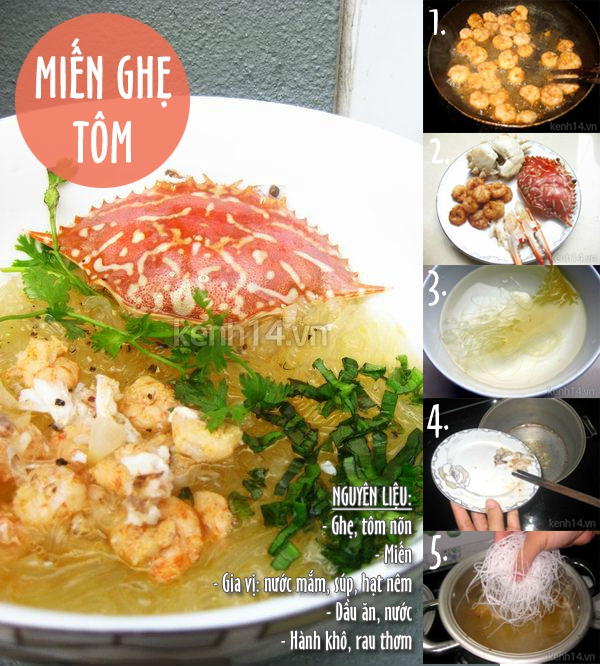 Thực đơn cuối tuần: miến ghẹ tôm, nộm hoa chuối, thạch thanh long 1