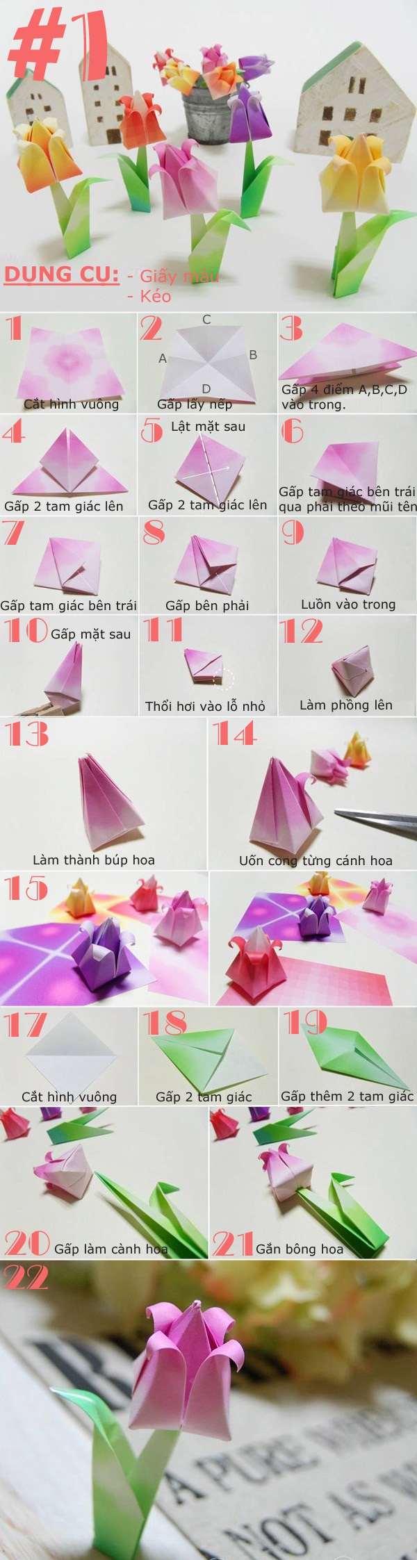 4 kiểu gấp hoa giấy không hề khó 1