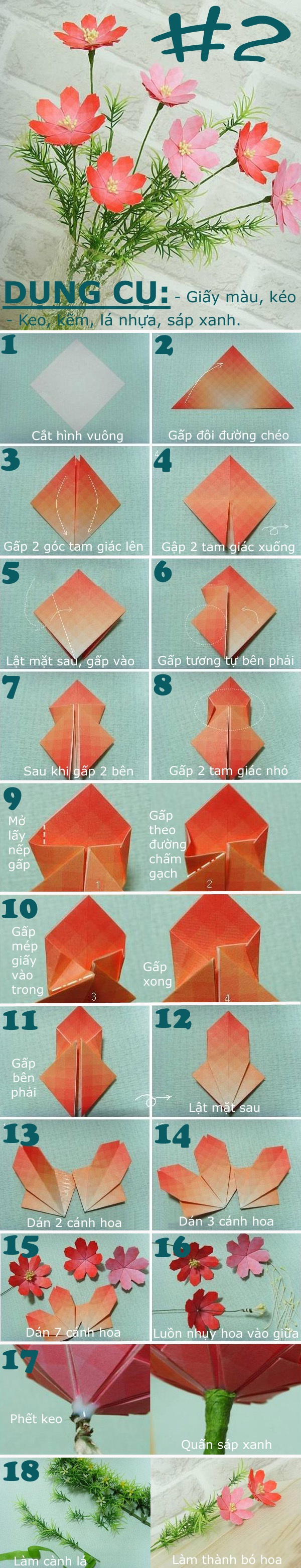 4 kiểu gấp hoa giấy không hề khó 2