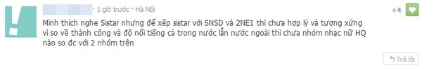 Fan phản đối việc SNSD, 2NE1, SISTAR ở cùng đẳng cấp 6