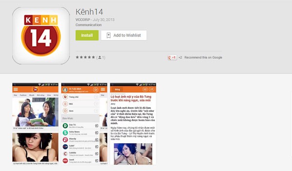 App Kenh14 đứng thứ 2 bảng xếp hạng ứng dụng miễn phí trên iOS 9