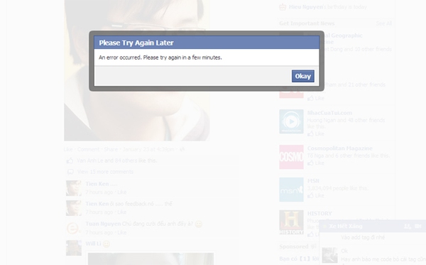Facebook trục trặc, người dùng không thể comment/like/cập nhật trạng thái 2