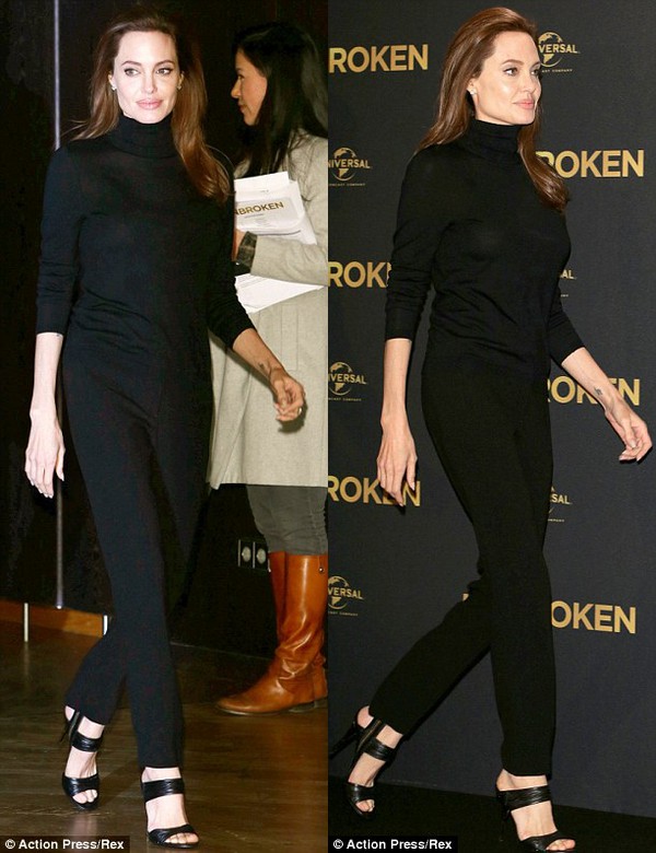 Angelina Jolie đẹp b&iacute; ẩn với trang phục đen cuốn h&uacute;t 7