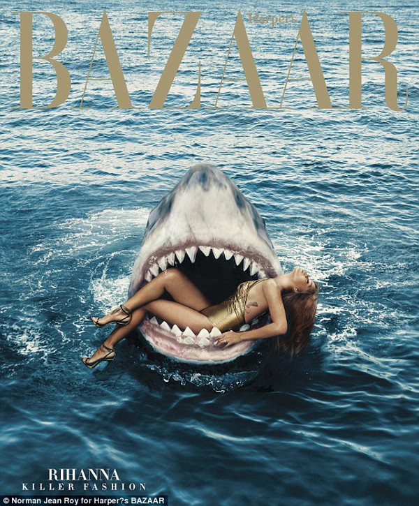 Rihanna táo bạo bơi bên cá mập thật để chụp ảnh tạp chí 3