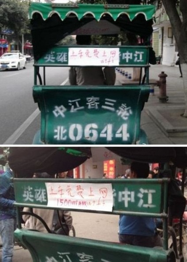 Trung Quốc: Xe kéo câu khách bằng... wifi miễn phí 1