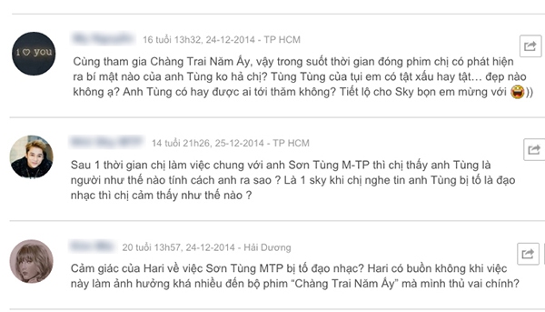 Fan "chất vấn" Hari Won về nụ hôn với Sơn Tùng M-TP 2