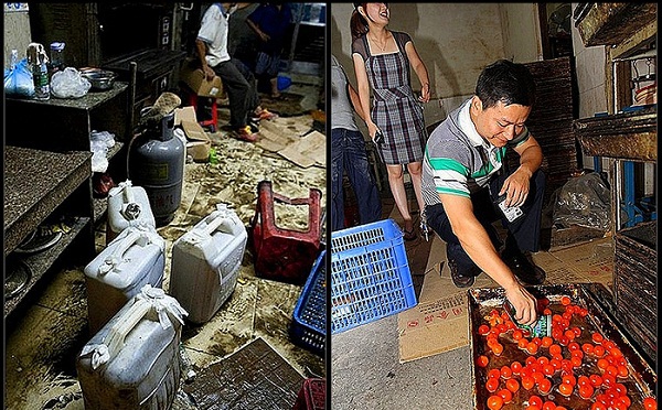 Cận cảnh qu&aacute; tr&igrave;nh sản xuất b&aacute;nh Trung thu bẩn ở Trung Quốc 6
