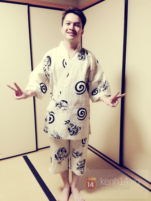 Nam Cường mặc Kimono uống trà đạo ở Nhật 2