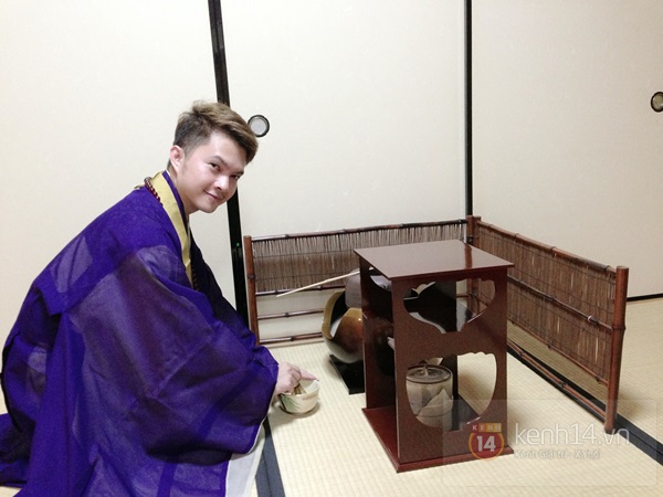 Nam Cường mặc Kimono uống trà đạo ở Nhật 7