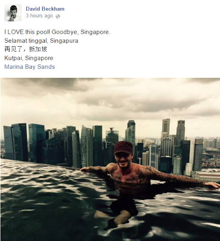 David Beckham khoe ảnh thư giãn trong hồ bơi “vô cực” ở Singapore  1