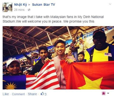 Fan Việt khiến người Malaysia cảm kích với thông điệp hòa bình trên facebook 3