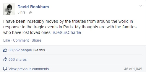 Beckham chia sẻ nỗi đau với những nạn nhân vụ xả súng tại Paris 1