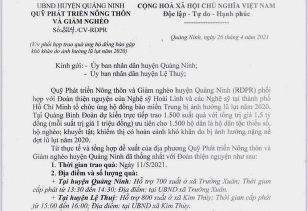Vụ Hoài Linh lên kế hoạch từ thiện ở Quảng Bình như văn bản trong video: Người dân không biết, chính quyền nói gì? - Ảnh 3.