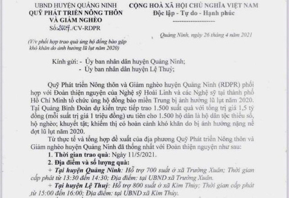 Vụ Hoài Linh lên kế hoạch từ thiện ở Quảng Bình như văn bản trong video: Người dân không biết, chính quyền nói gì? - Ảnh 3. Vụ Hoài Linh lên kế hoạch từ thiện ở Quảng Bình như văn bản trong video: Người dân không biết, chính quyền nói gì? - Ảnh 3.