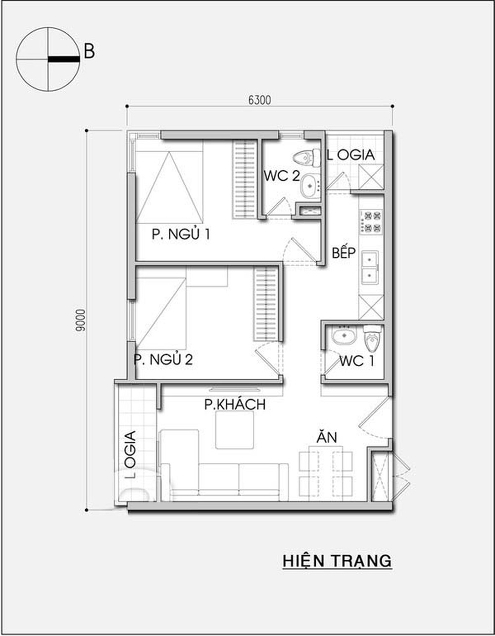 Cải tạo căn hộ 56m2 thoáng đãng cho gia đình trẻ - Ảnh 1.