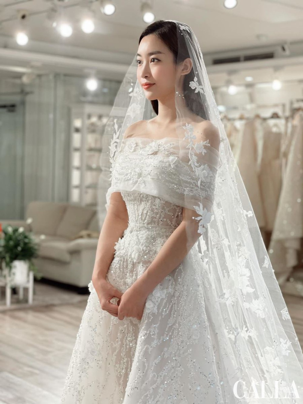 Đỗ Mỹ Linh thử váy cưới trước thềm hôn lễ: Nhan sắc cô dâu mỹ miều, khí chất chuẩn phu nhân hào môn - Ảnh 1.