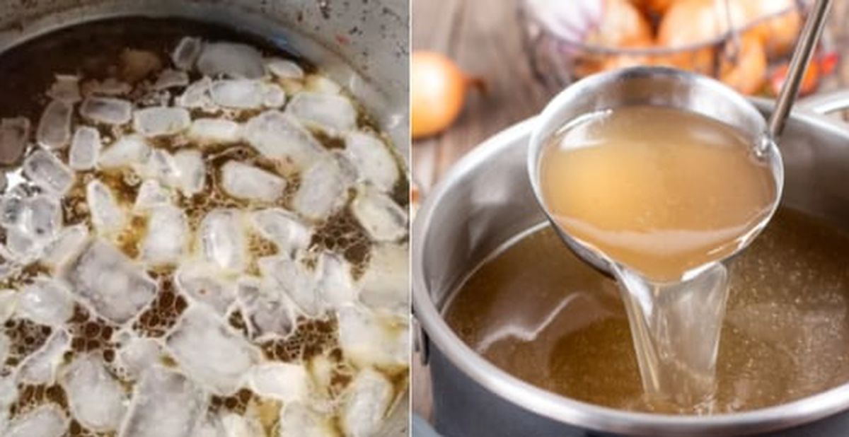 Thả một viên đá lạnh vào nồi canh có tác dụng gì?