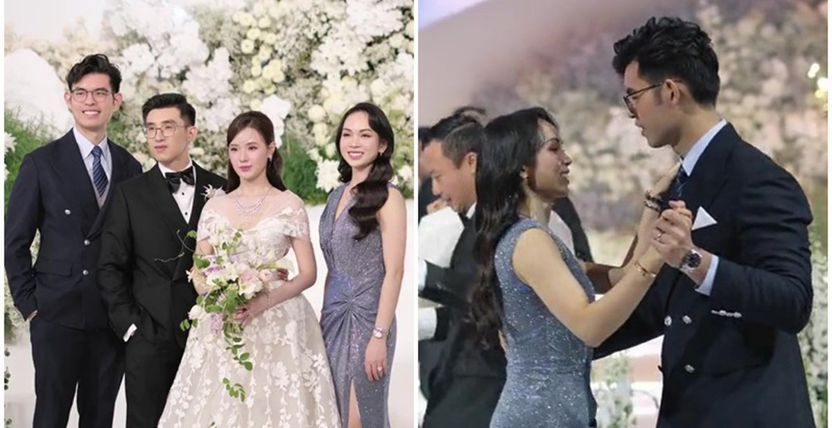 Em trai thiếu gia Minh Đạt bế vợ khiêu vũ trong hôn lễ của Midu, khí ...