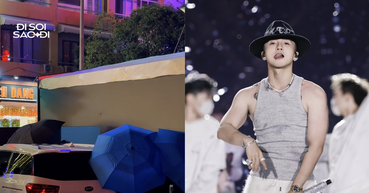 Vệ sĩ căng dù che kín Sơn Tùng không kẽ hở, đại gia showbiz nhưng vẫn ...