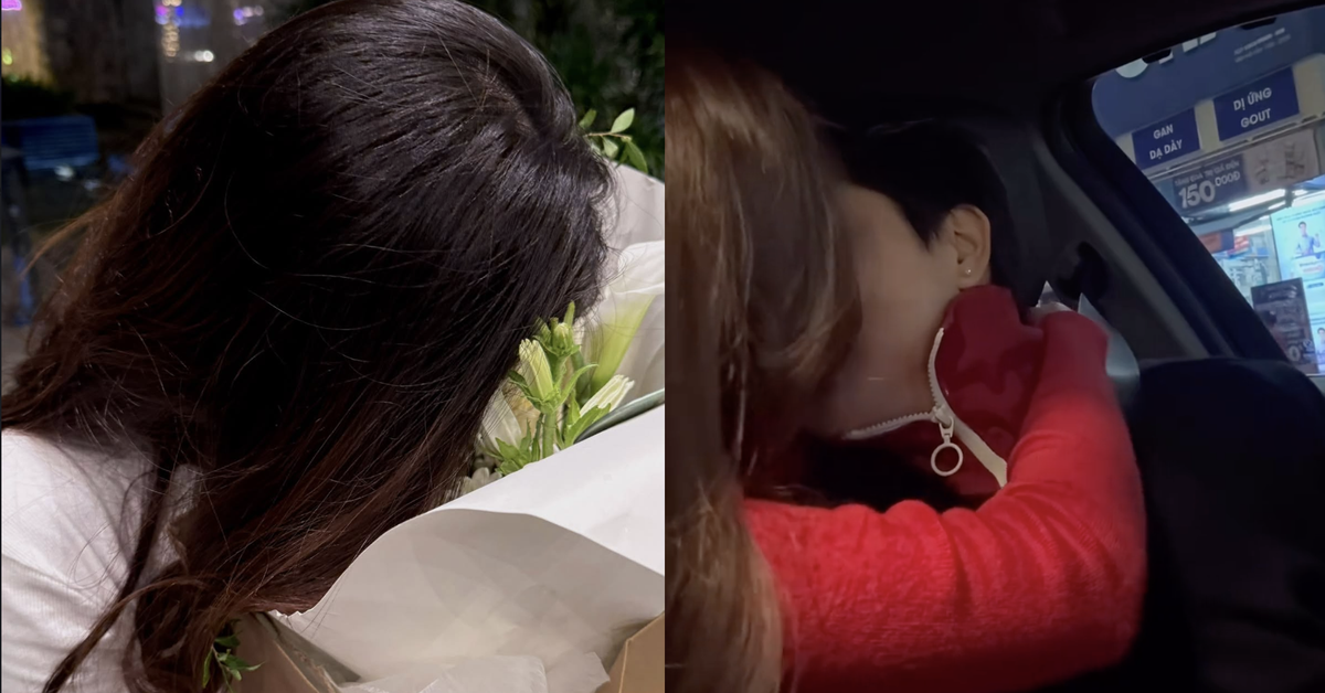 ティエン・ティエンが手作りの花束を恋人に贈る様子と、車内でキスを交わす様子を並べた画像