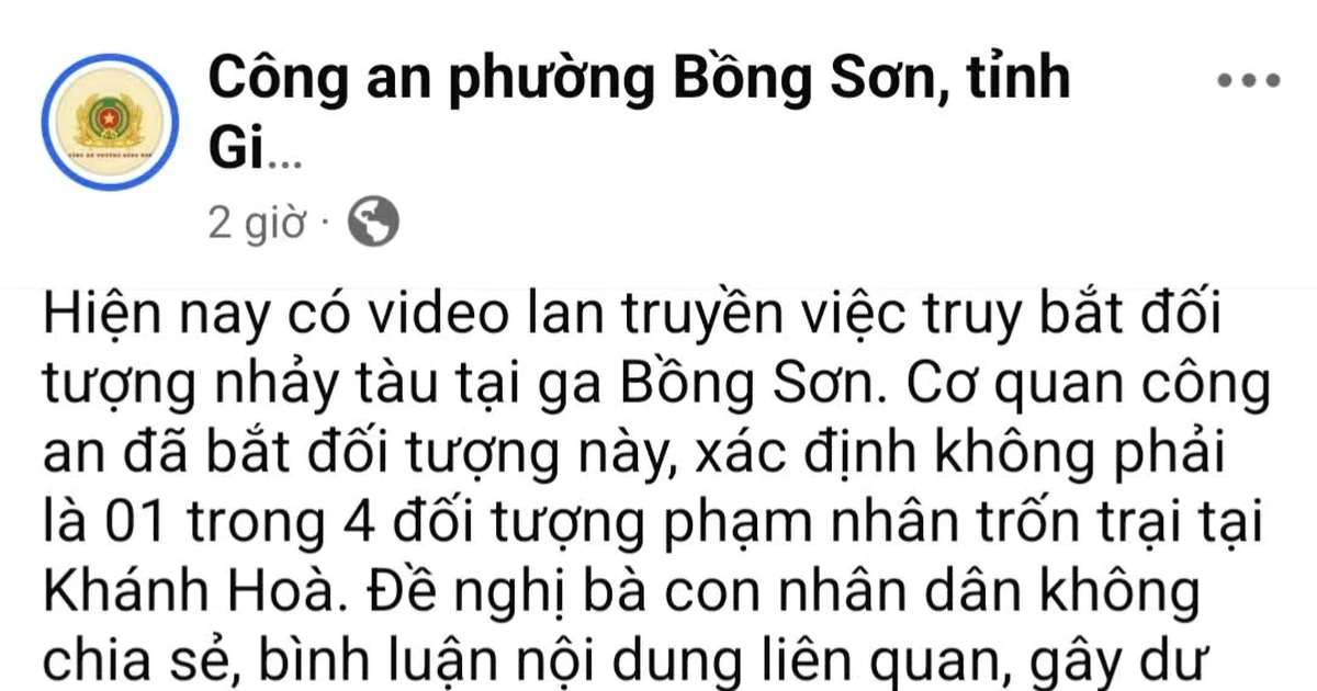 Yêu cầu không lan truyền clip "vây bắt" người đàn ông trên nóc tàu hỏa gây nhầm lẫn với phạm nhân trốn trại
