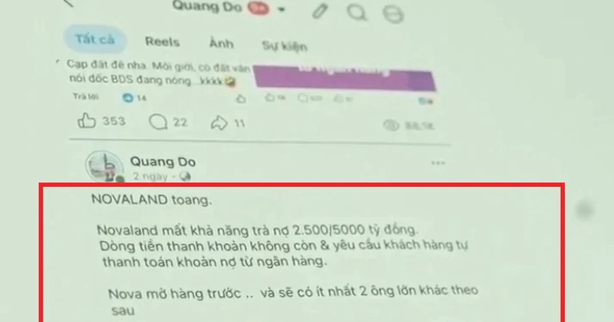 Công an làm việc người đăng tin doanh nghiệp địa ốc Novaland phá sản để "câu like", "câu view"