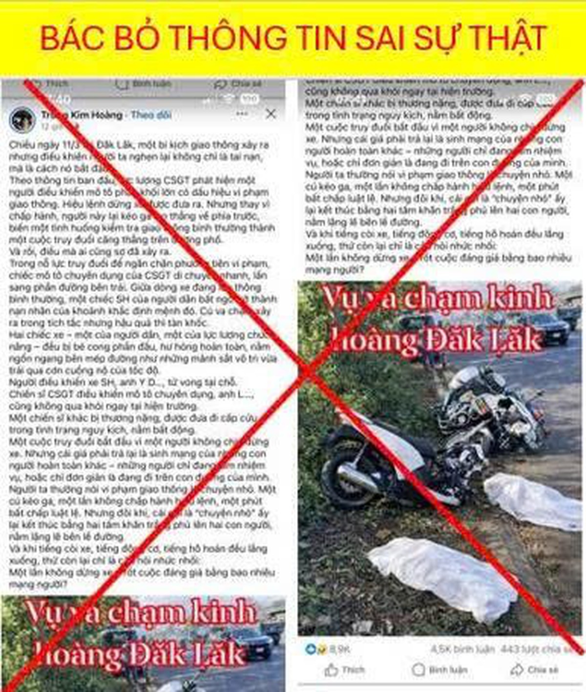 Sự thật về bài đăng "CSGT và người dân tử vong"