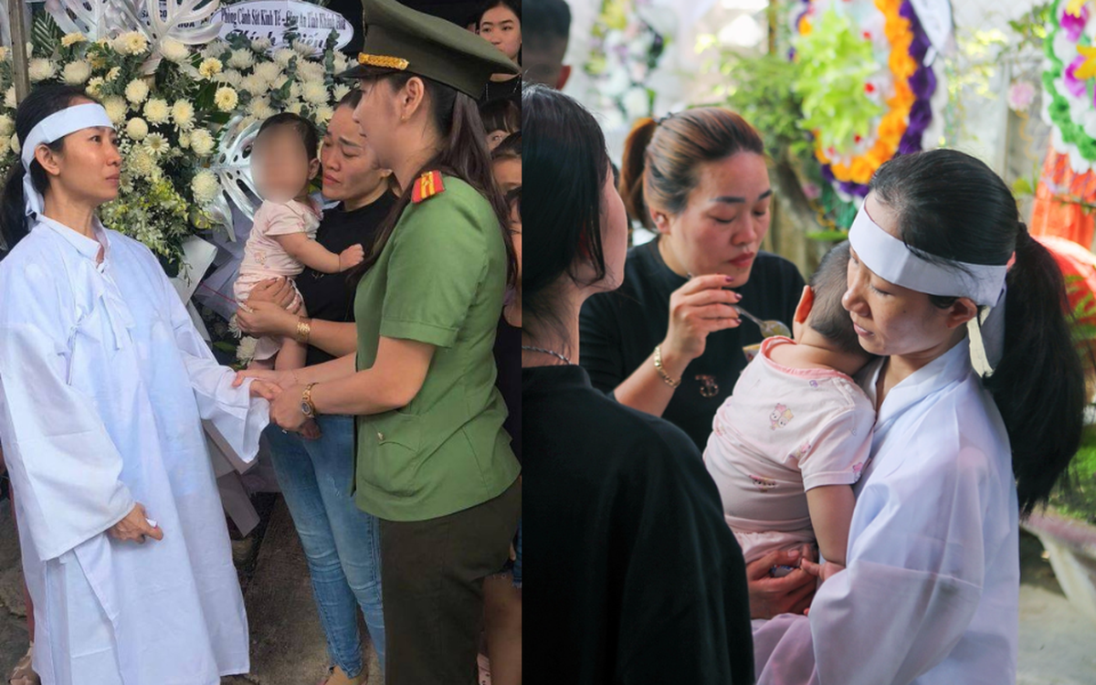 Căn nhà nhỏ ngày tang lễ của Thiếu tá hy sinh trong vụ "cát tặc", hình ảnh người vợ trẻ ôm con 8 tháng tuổi đầy xót xa