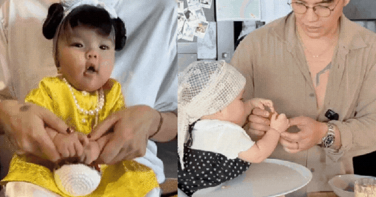 Bé Gạo diện áo bà ba chuẩn cô Ba miền Tây, nhưng biểu cảm “đặc nét ba Huy” mới gây chú ý