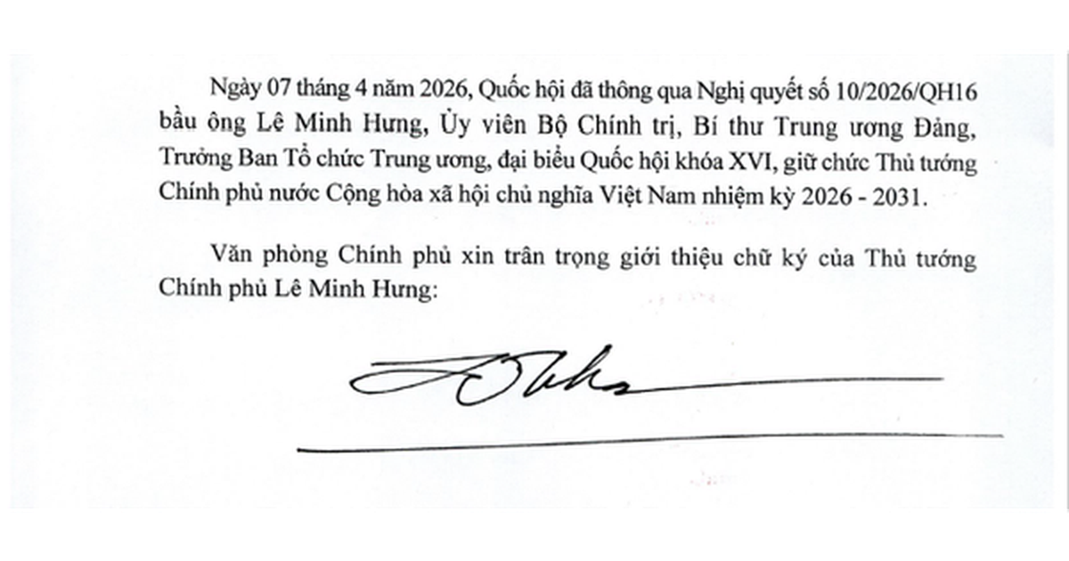 Giới thiệu chữ ký của Thủ tướng và các Phó Thủ tướng Chính phủ nhiệm kỳ 2026-2031