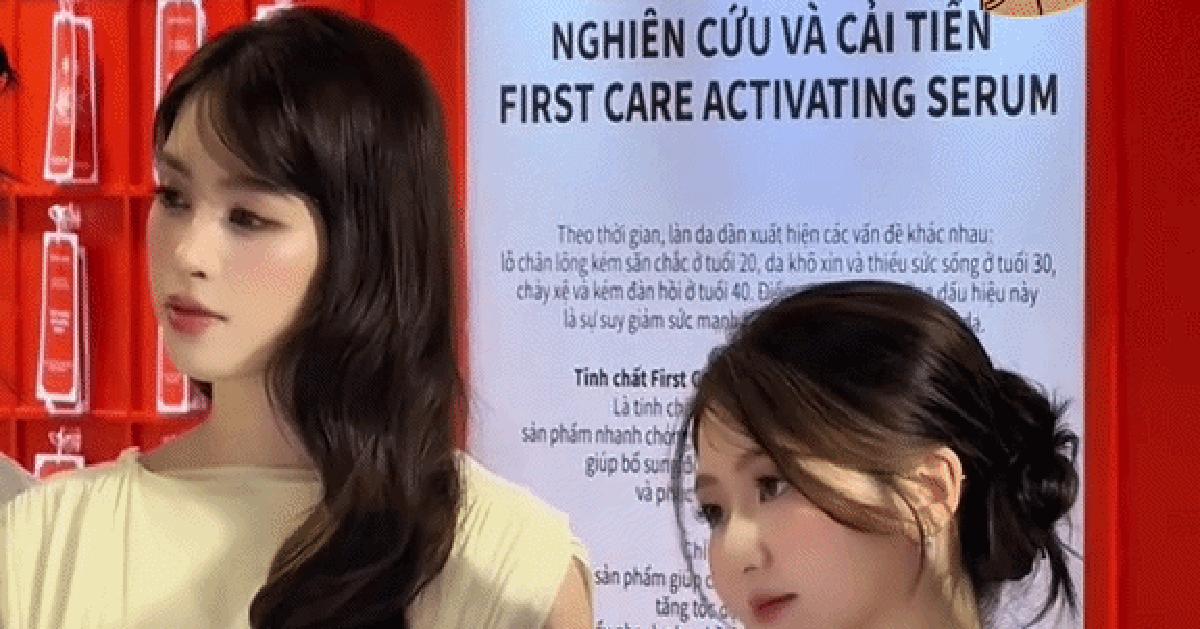 Đứng cạnh Tiểu Vy lùn hơn hẳn 20cm, nhưng tiểu thư này có khuôn mặt đẹp đến mức chẳng cần chiều cao nữa