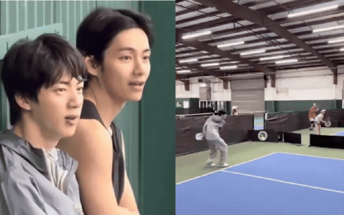 BTS "đại náo" sân Pickleball tại Mỹ, Jin phong V làm "bậc thầy phẩy vợt