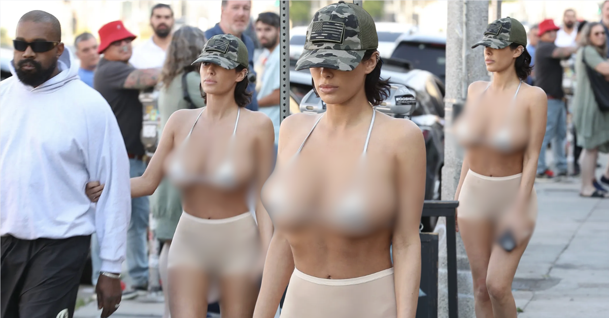 Vợ Kanye West hở hang tới nực cười, chồng đi bên cạnh lại kín mít khiến cả phố ngoái nhìn