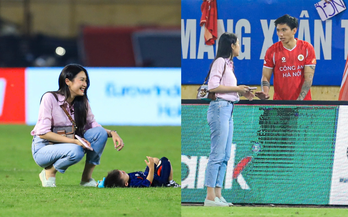 Doãn Hải My gặp cảnh "khó đỡ" khi đưa con trai đi xem Văn Hậu thi đấu nhưng visual xinh chấp mọi góc camera